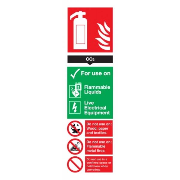 CO2 Fire Extinguisher Sign - Rigid Polypropylene - 300mm x 100mm ...