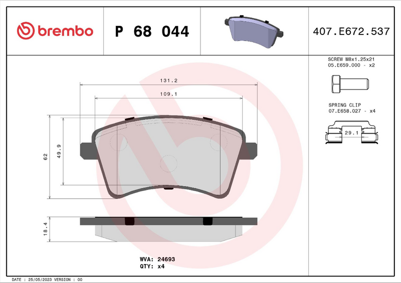 Brembo Brake Pad Set - P68044