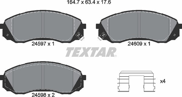 Hyundai Kia, Brake Pad Set - Textar 24597012154601