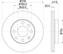 Mintex Brake Discs fits -Bedford Daewoo Opel Vauxhall V231:4 MDC322 (also fits other vehicles)