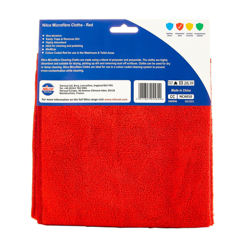 Nilco Microfibre Cloths Red - 5 Pack - TETNCA010