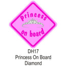 Castle Promotions Suction Cup Diamond Sign - Pink - Princess On Board - DH17
