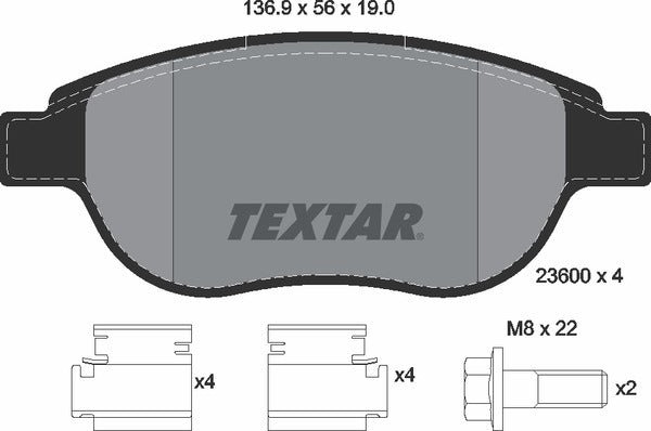 Citroën Peugeot, Brake Pad Set - Textar 2360001