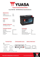Yuasa YBX7100 EFB Start Stop Plus Battery - 3 Year Warranty - 100