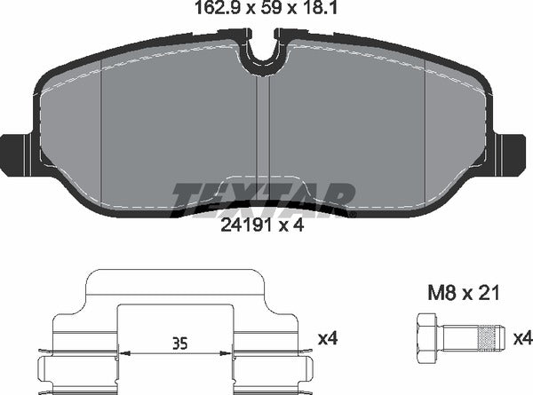 Land Rover, Brake Pad Set - Textar 2419101
