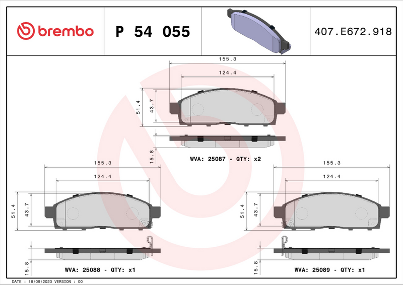 Brembo Brake Pad Set - P54055