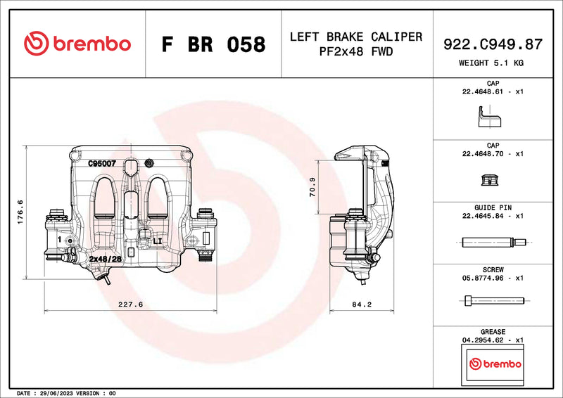 Brembo F BR 058 LCV brake calipers for commercial vehicles - FBR058