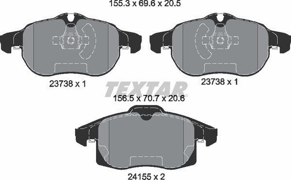 Opel Saab Vauxhall, Brake Pad Set - Textar 24155012459904