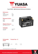 Yuasa 12V High Performance Maintenance Free VRLA Motorbike Battery - YTZ10S(WC) - 4 Year Warranty