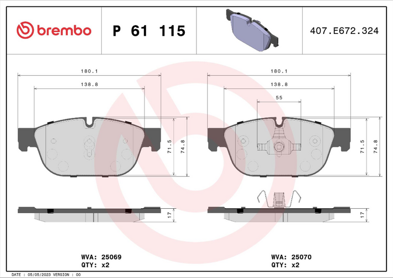 Brembo Brake Pad Set - P61115