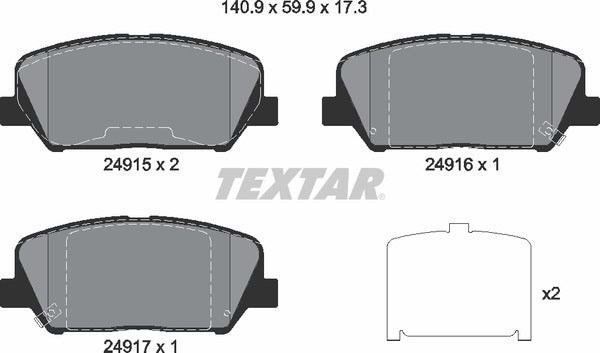 Hyundai Kia, Brake Pad Set - Textar 24915012428302