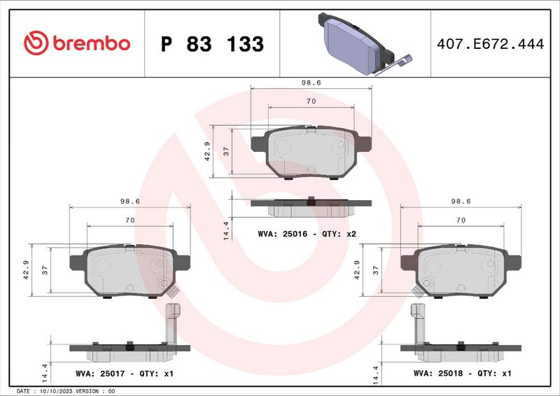 Brembo Brake Pad Set - P83133