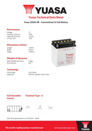 Yuasa 12N10-3B / 12N10-3B-BS 12V Conventional Battery