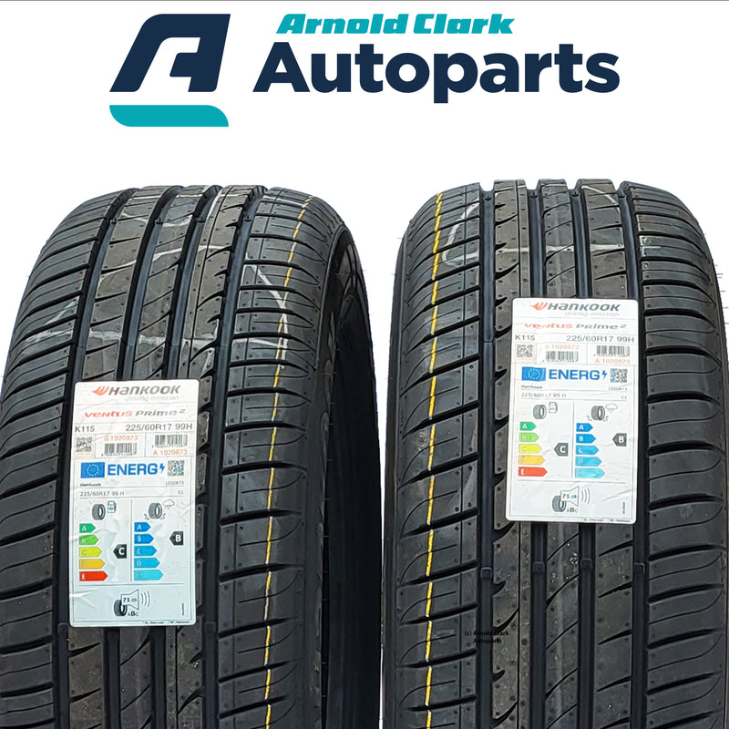 225 60 17 99H Hankook Ventus Prime 2 (K115) Tyres x2 Pair