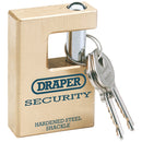 Draper Expert H/SEC.Rect.Brass Padlock 63mm - 64201