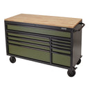 Draper 56" 10 Drawer Trolley Green - 08236