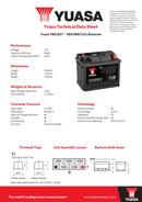Yuasa 12V 56Ah 510A Battery - YBX1027 - 4 Year Warranty