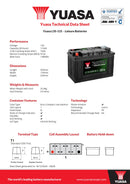 Yuasa 12V 115Ah 750A Active Leisure Battery  - L35-115 - 4 Year Warranty