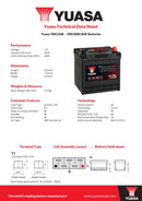 Yuasa 12V 50Ah 400A SMF Battery - YBX3108 - 4 Year Warranty
