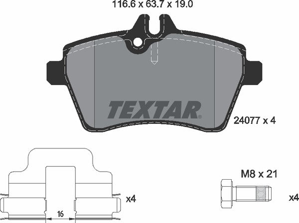 Mercedes-Benz, Brake Pad Set - Textar 2407701