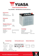 Yuasa 12V 65Ah 620A EFB Start Stop Battery - YBX7005 - 4 Year Warranty