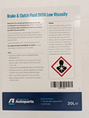 Padtech Brake and Clutch Fluid 20 Litre Dot 4 Low Viscosity - PBFLV020L