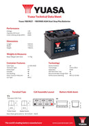 Yuasa 12V 60Ah 640A AGM Start Stop Plus Battery - YBX9027 - 4 Year Warranty
