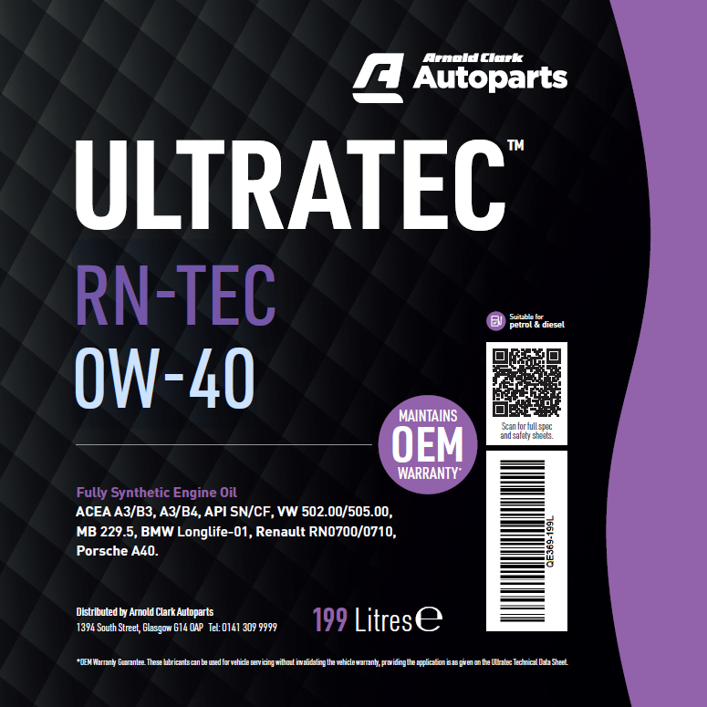 Ultratec RN-TEC 0W-40 199 Litre Barrel - E369-199L