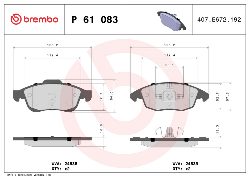 Brembo Brake Pad Set - P61083