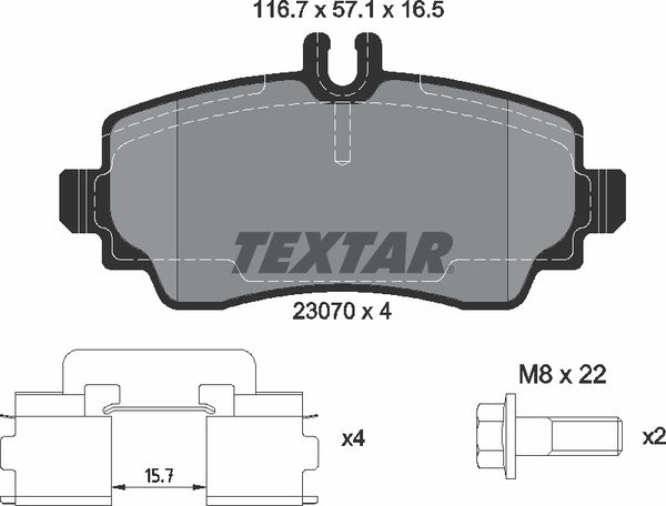 Mercedes-Benz, Brake Pad Set - Textar 2307003