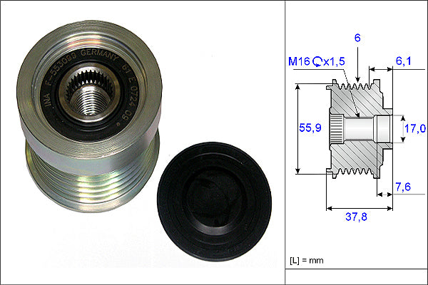 INA Alternator Freewheel Clutch Part No - 535007210