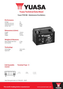 Yuasa 12V Maintenance Free VRLA Battery - YTX9-BS(CP) - 4 Year Warranty