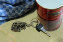 VW T1 Bus Enamel Key Ring In Blister Packaging - Silhouette/Black