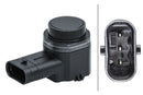 HELLA 6PX 358 141-351 Sensor, parking distance control - angled - 3-pin connector - Plugged
