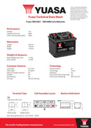 Yuasa 12V 40Ah 350A Battery - YBX1063 - 4 Year Warranty