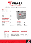 Yuasa 12V 50Ah 450A Silver High Performance SMF Battery - YBX5053 - 4 Year Warranty