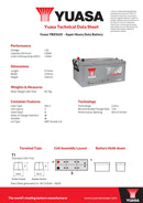 Yuasa 12V 230Ah 1350A Super Heavy Duty SMF Battery - YBX5625 - 4 Year Warranty