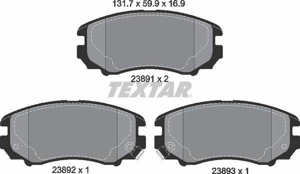 Hyundai Kia, Brake Pad Set - Textar 2389101