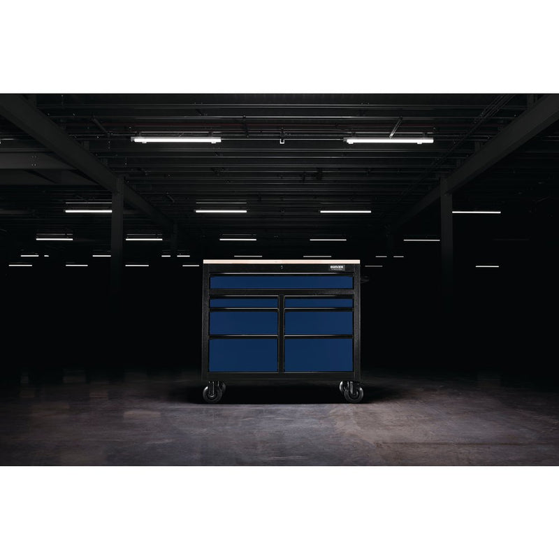 BUNKER Workbench Roller Tool Cabinet, 7 Drawer, 41", Blue