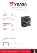 Yuasa YTX20A-BS 12V Maintenance Free Battery
