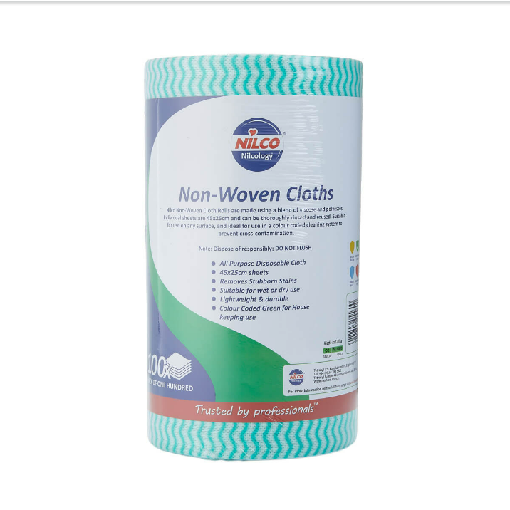 Nilco Non-Woven Cloths Roll Green - 100 Sheets - TETNCA008