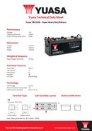 Yuasa 12V 143Ah 900A Super Heavy Duty Battery - YBX1628 - 4 Year Warranty