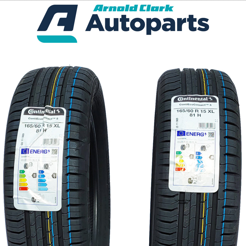 165 60 15 81H Continental Eco Contact 5 Tyres x2 Pair
