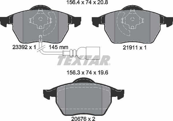Audi Seat Skoda VW, Brake Pad Set - Textar 2339201
