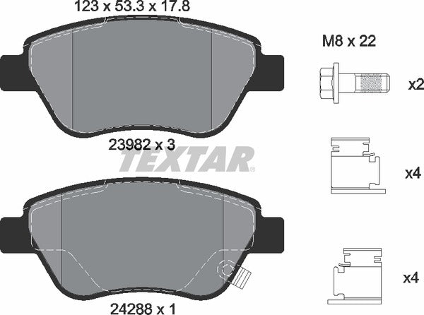Fiat Opel Vauxhall, Brake Pad Set - Textar 2398202