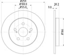 Mintex Brake Discs fits -Lexus Subaru Toyota V365:5 MDC2203 (also fits other vehicles)
