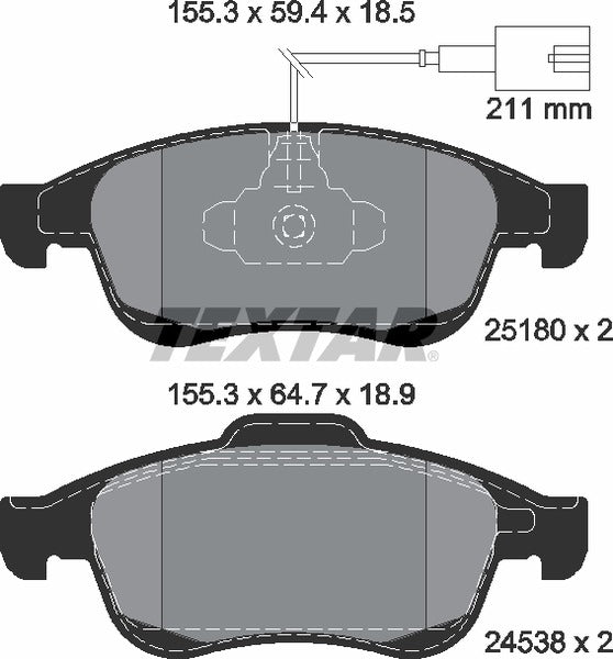 Alfa Romeo, Brake Pad Set - Textar 25180012424601