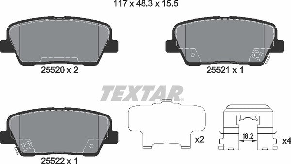 Hyundai Kia Ssangyong, Brake Pad Set - Textar 2552001