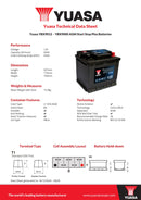 Yuasa 12V 50Ah 520A AGM Start Stop Plus Battery - YBX9012 - 4 Year Warranty