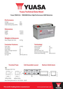 Yuasa 12V 90Ah 800A Silver High Performance SMF Battery - YBX5116 - 4 Year Warranty